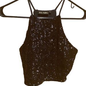 Las Pepas Sequin club dance sparkling Crop Top Womens 1 S XS